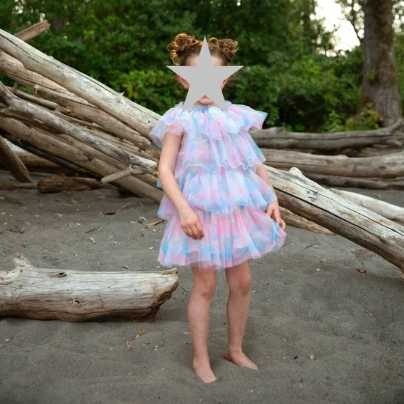 LOLA AND THE BOYS WATER COLOR TULLE DRESS